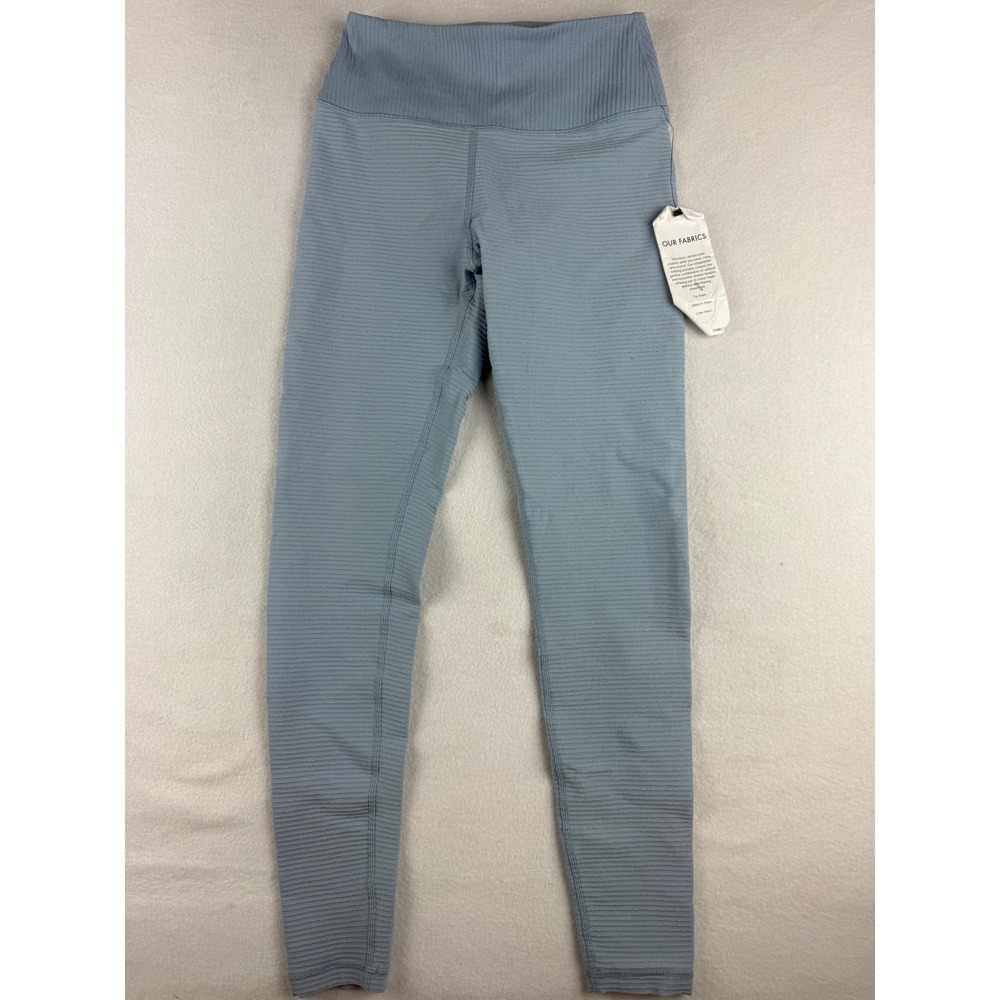 Glyder Womens High Rise Ribbed Metallic Sparkle Leggings Light Blue Size S NWT
